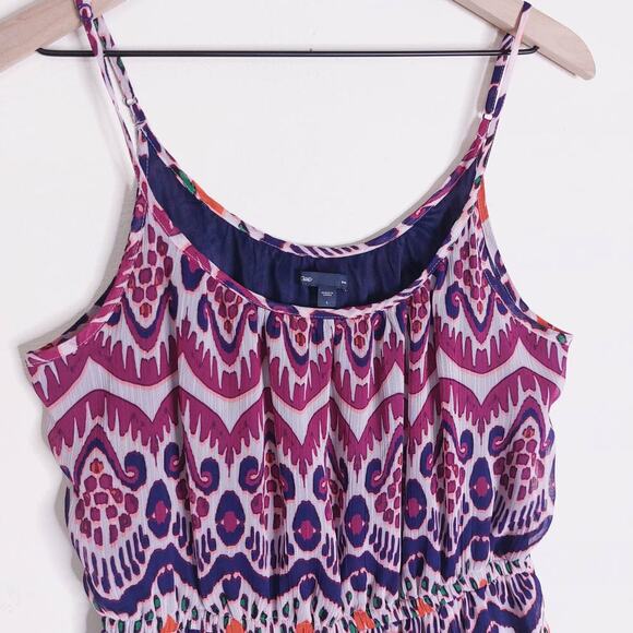 GAP Sheer Overlay Boho Aztec Spaghetti Strap Short Dress Large - Picture 5 of 9